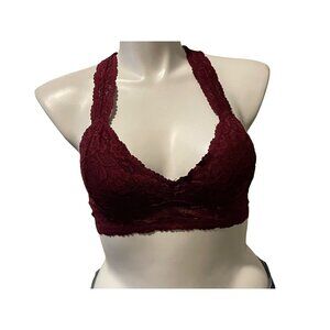 Burgundy Lace Bralette Top Racerback Design XL 93% Nylon 7% Spandex #K-4-87-0